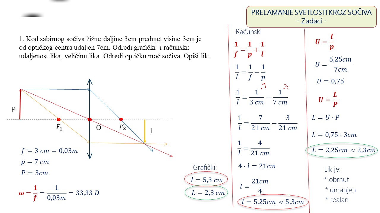Zadaci - Prelamanje svetlosti kroz sočiva (prvi deo)