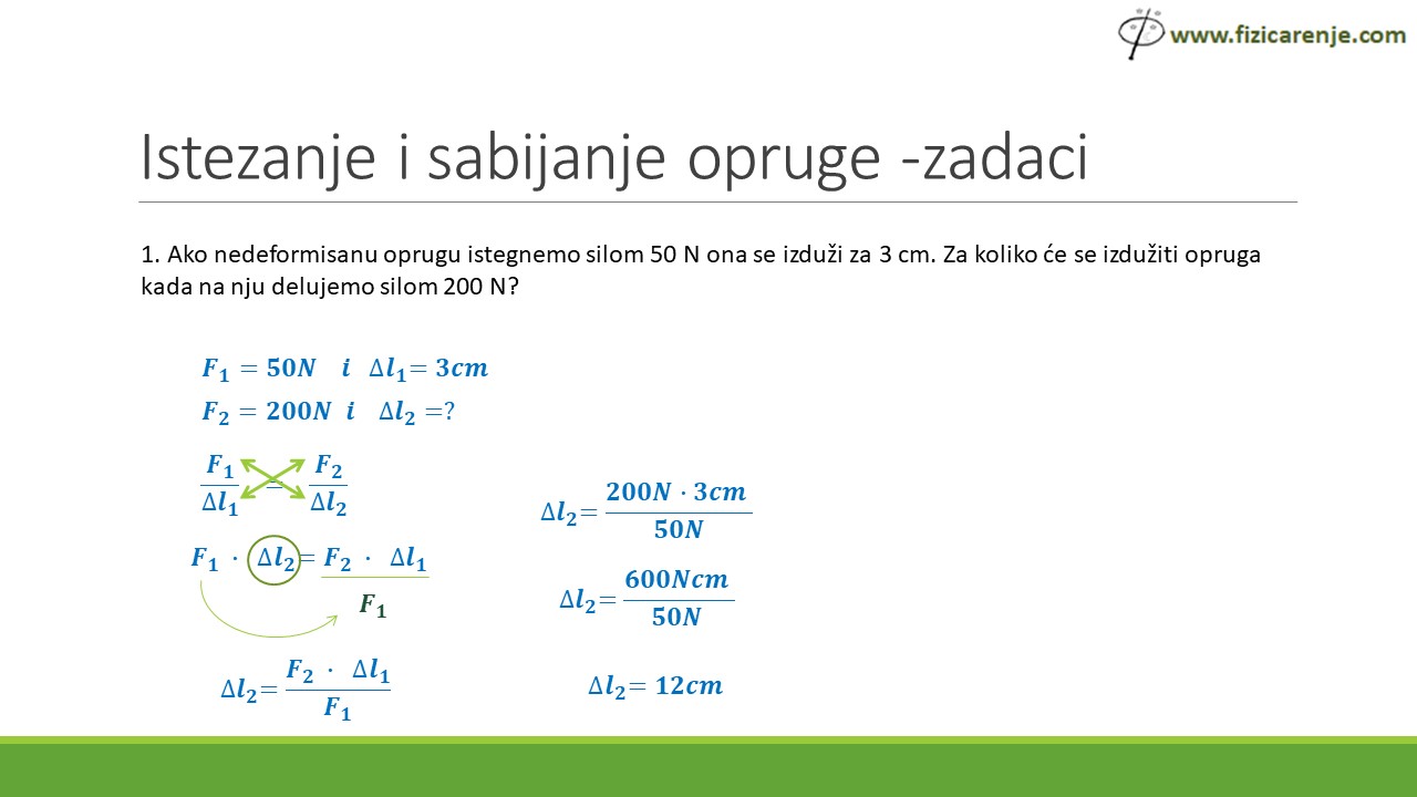 Zadaci - Elastična sila - Istezanje i sabijanje opruge