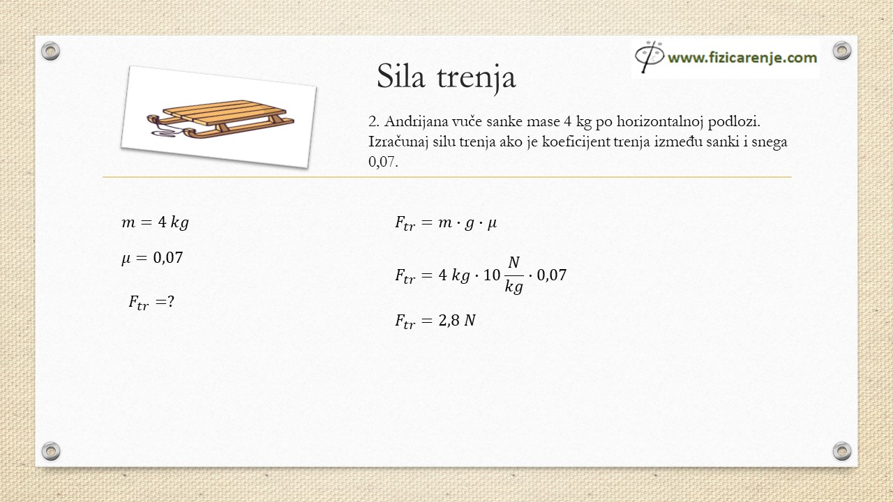 Sila trenja zadaci