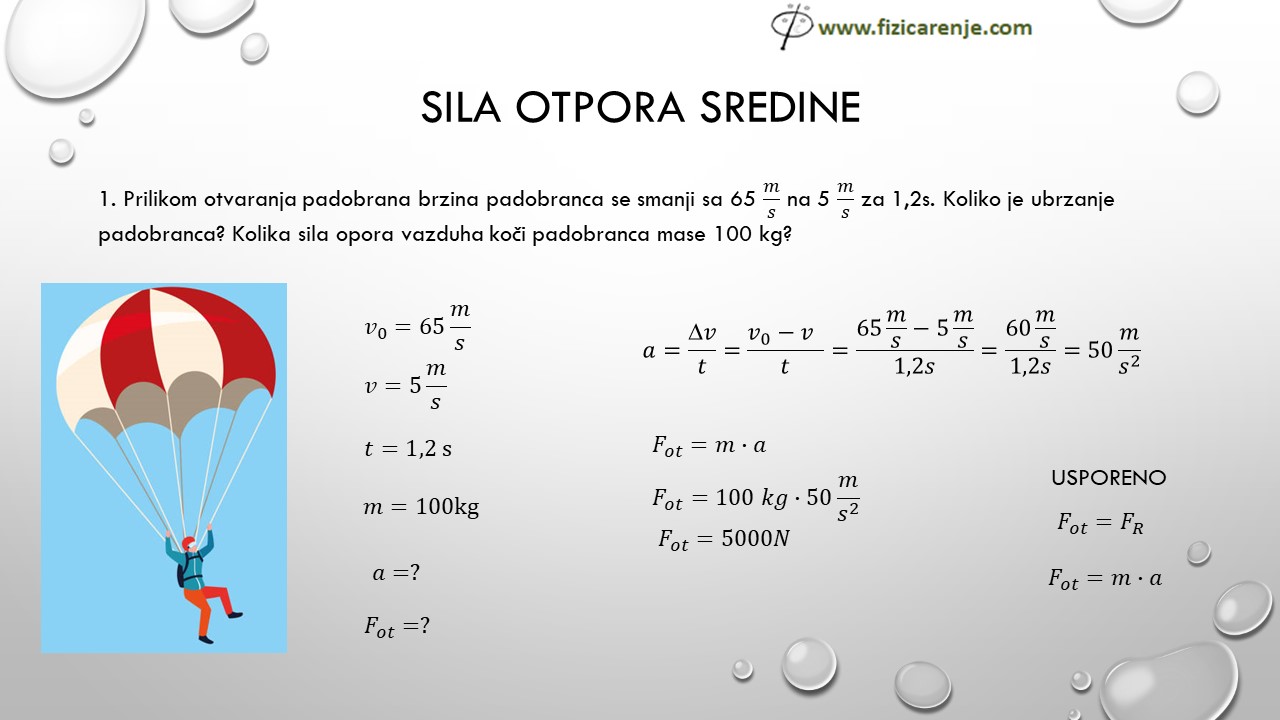 Primer zadatka fizika 7 razred