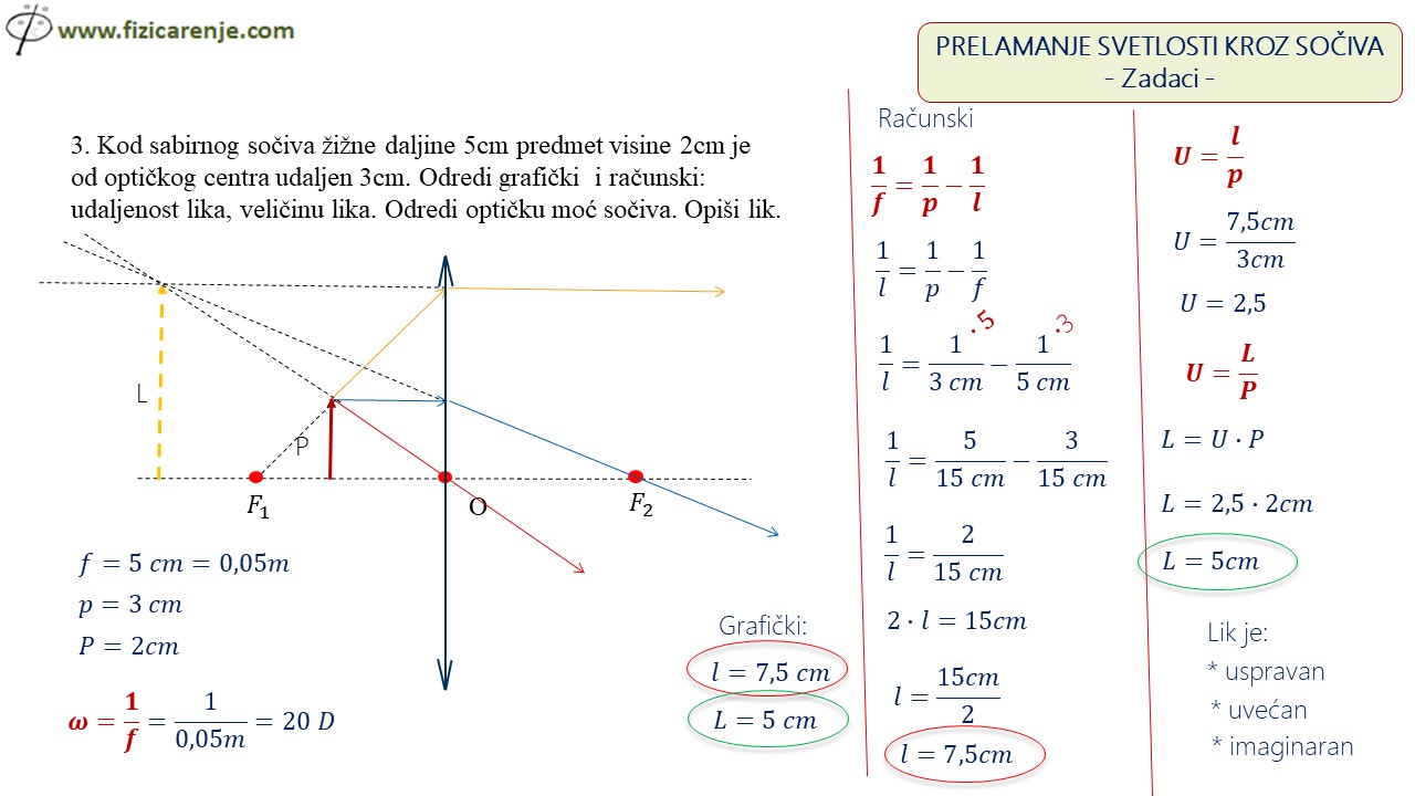 Zadaci - Prelamanje svetlosti kroz sočiva (prvi deo)
