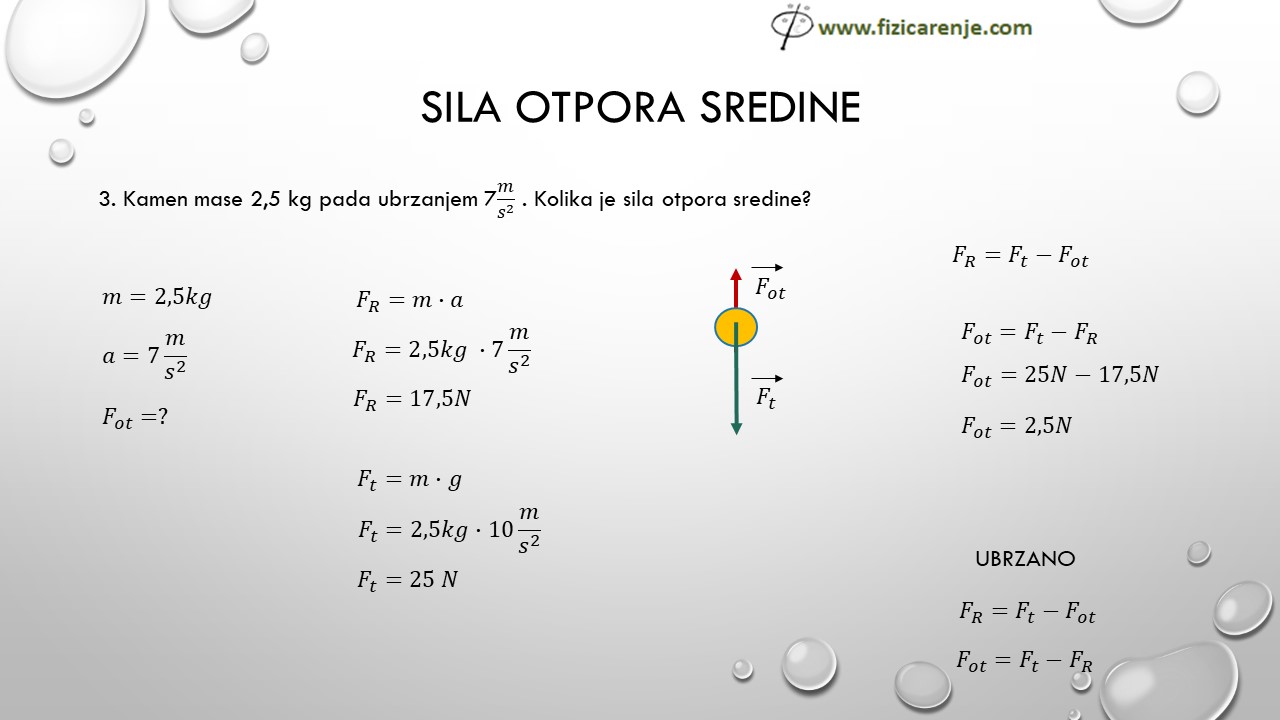 Primer zadatka fizika 7 razred