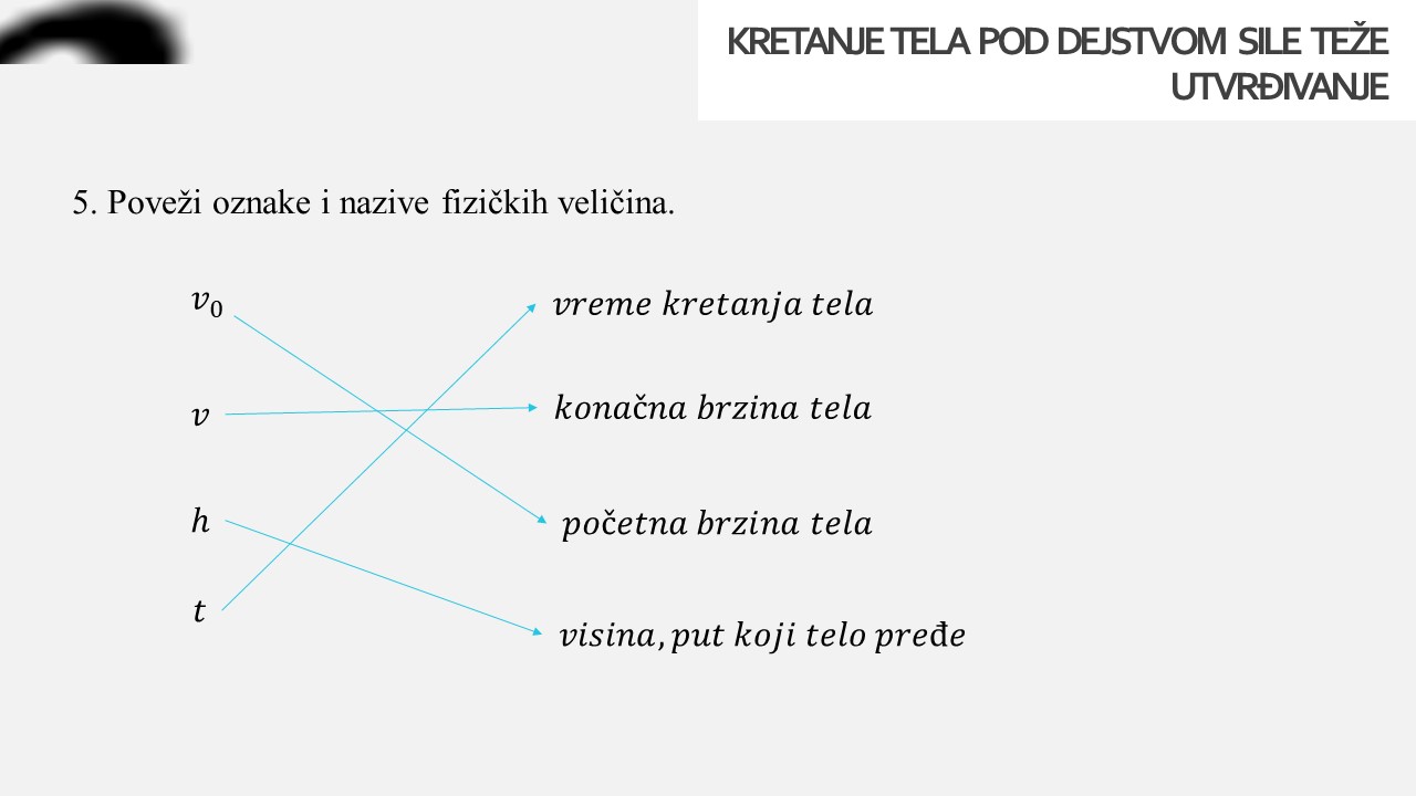 Kretanje pod dejstvom sile teže utvrđivanje