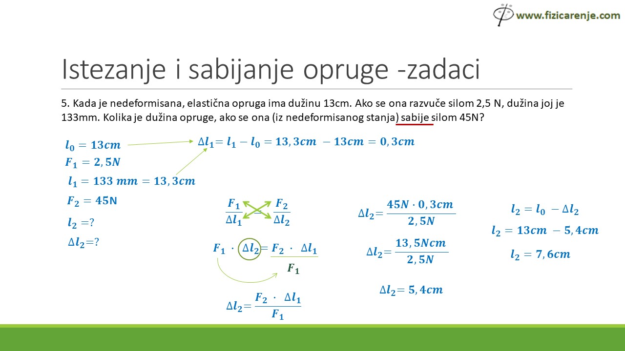 Zadaci - Elastična sila - Istezanje i sabijanje opruge