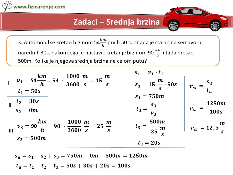 zadaci srednja brzina