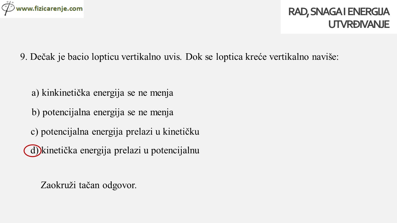 RAD SNAGA ENERGIJA utvrdjivanje