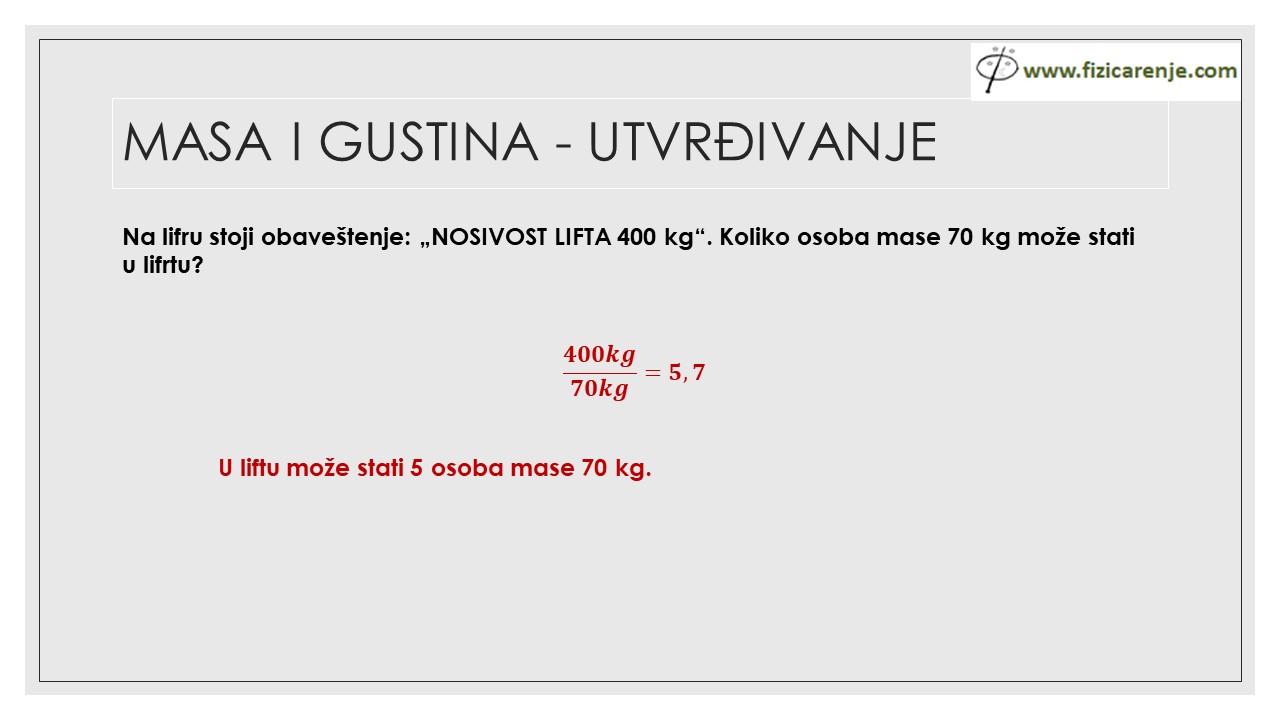 masa i gustina utvrđivanje fizika 6 razred