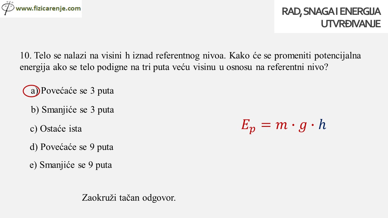 RAD SNAGA ENERGIJA utvrdjivanje