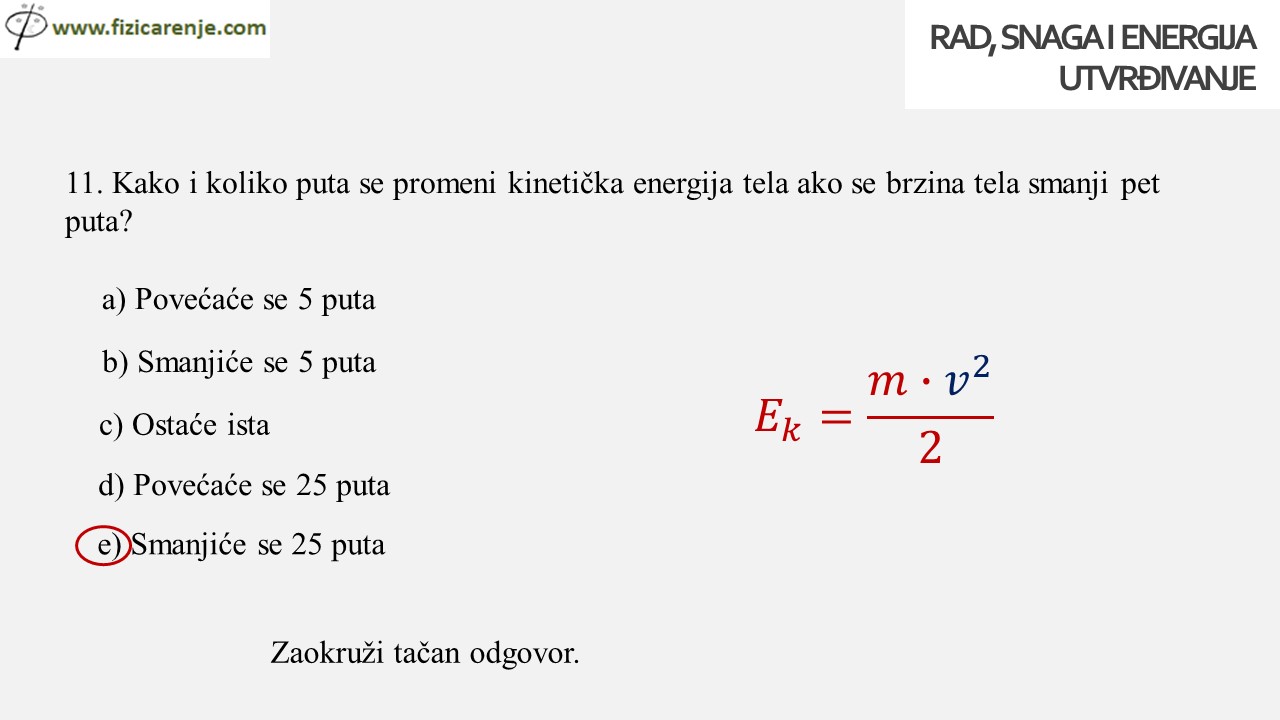 RAD SNAGA ENERGIJA utvrdjivanje