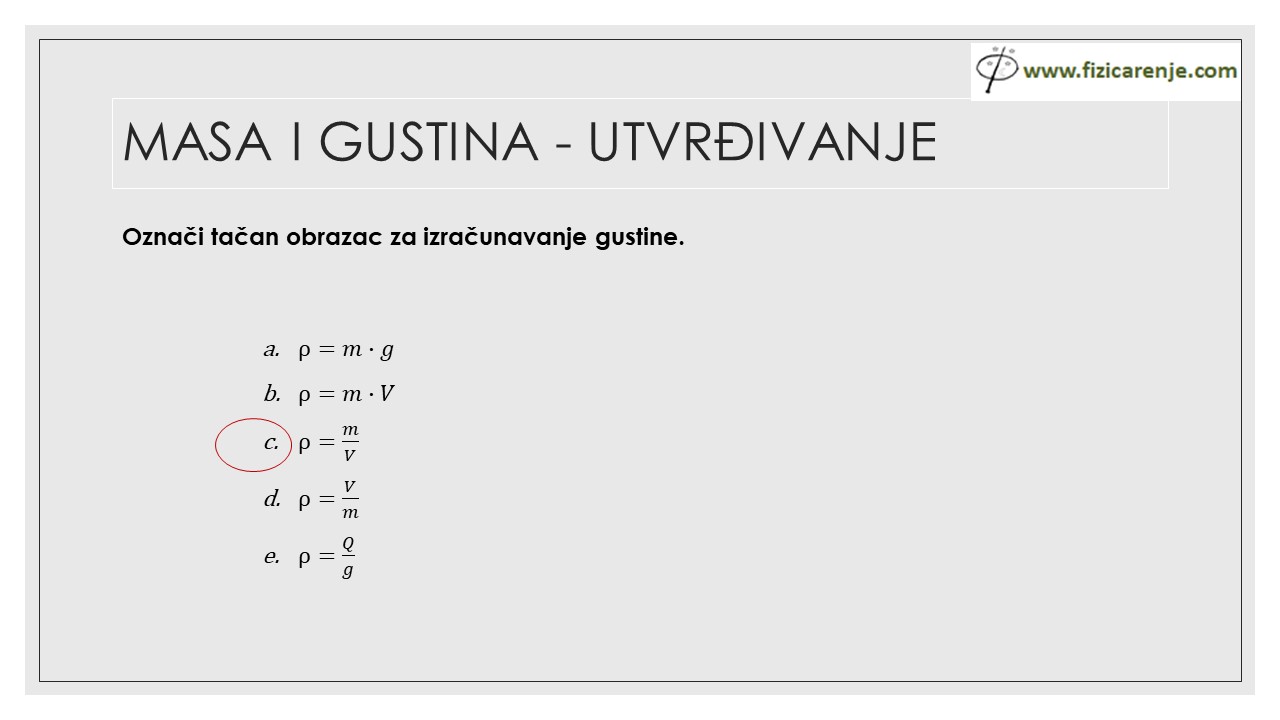 masa i gustina utvrđivanje fizika 6 razred