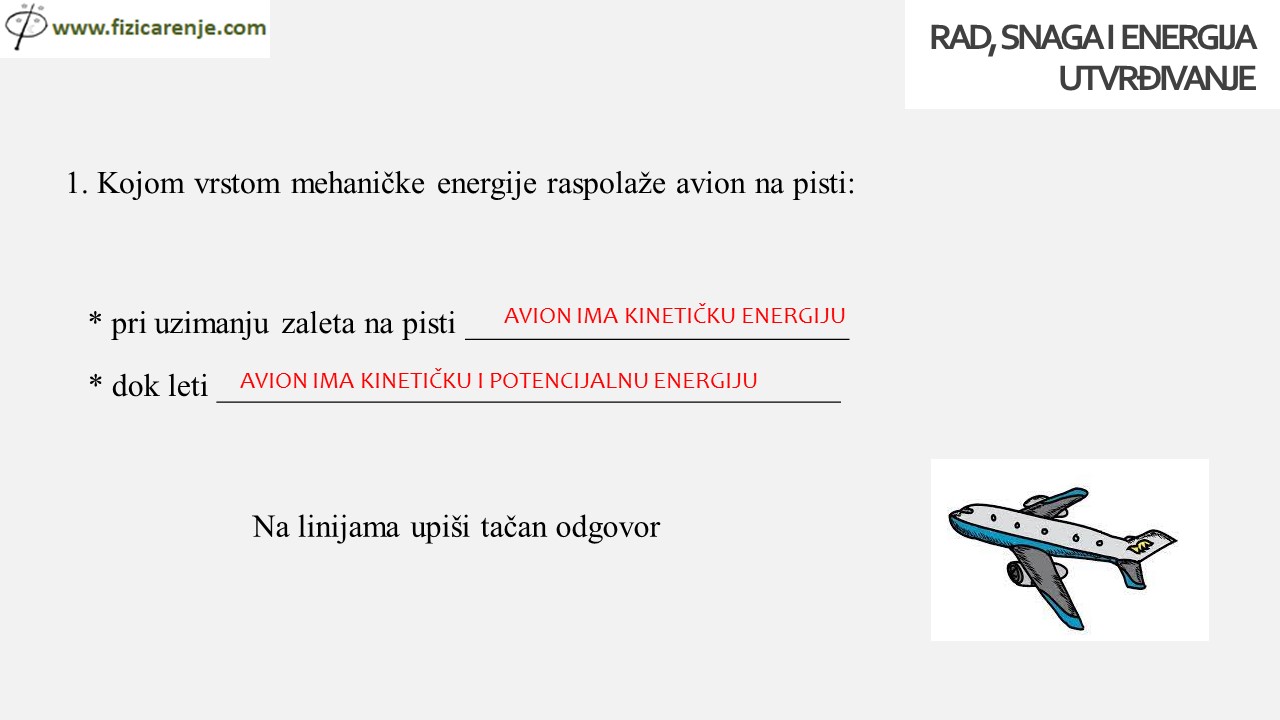 RAD SNAGA ENERGIJA utvrdjivanje