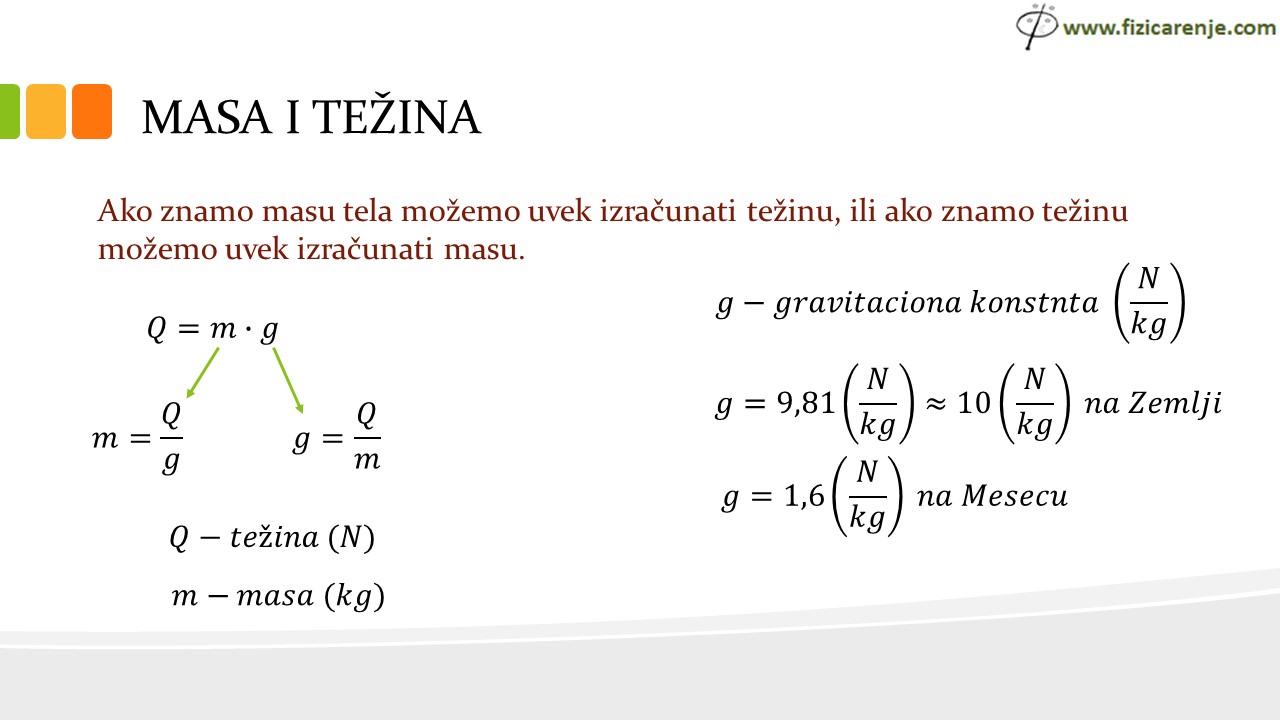 masa i težina fizika 6 razred