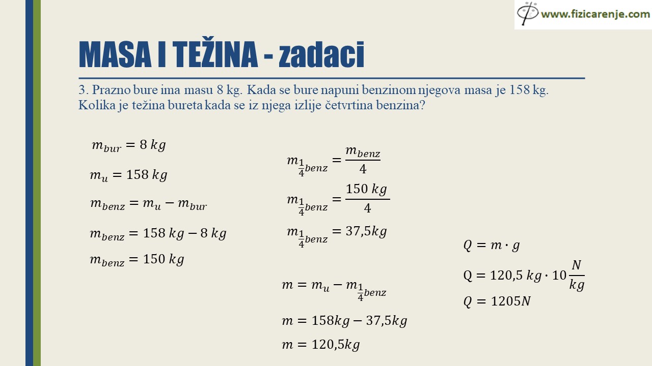 Masa i teina zadaci