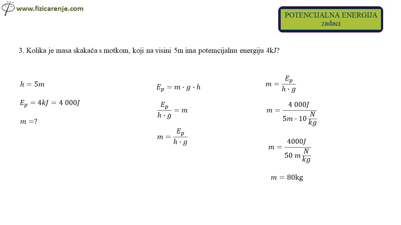 Potencijalna energija zadaci