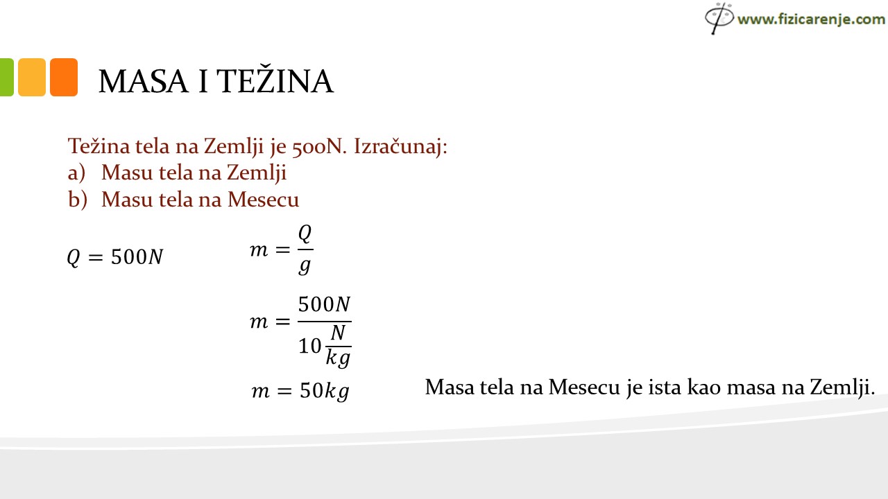 masa i težina fizika 6 razred