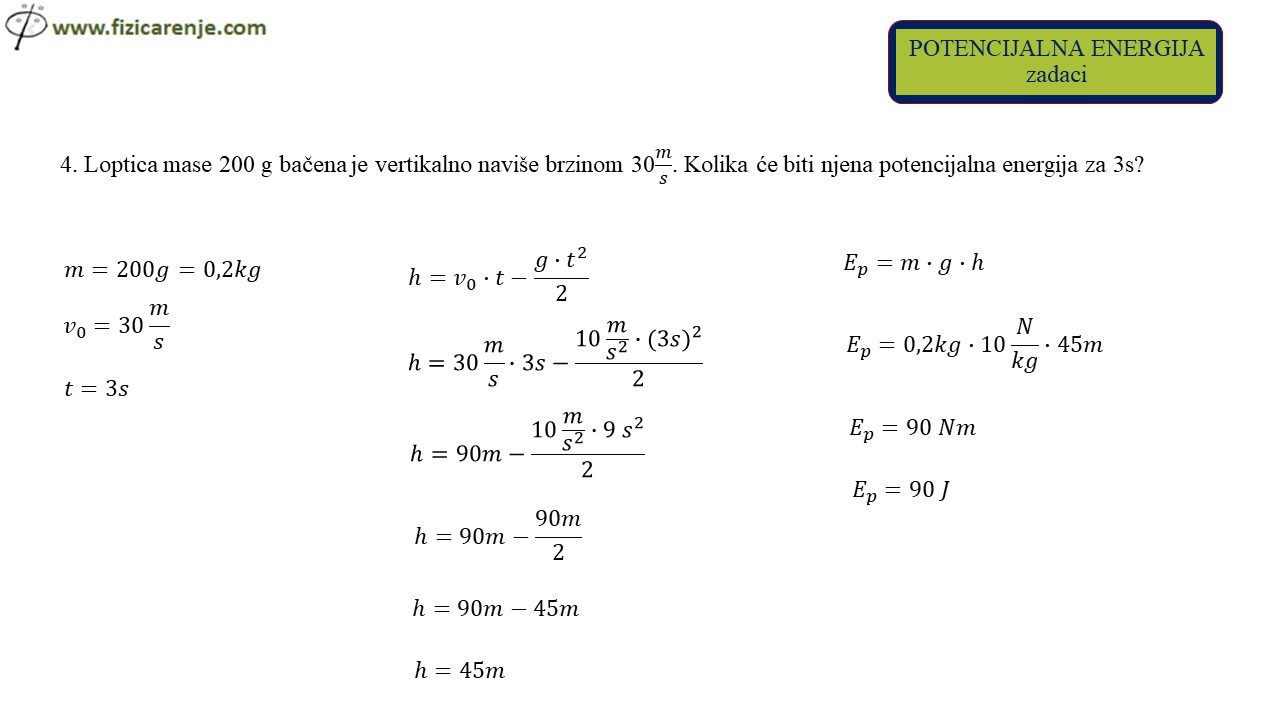 Potencijalna energija zadaci