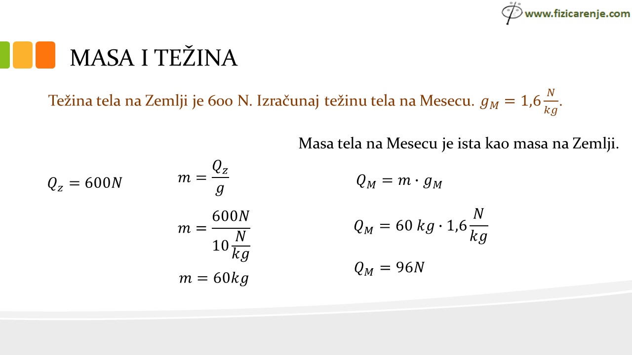 masa i težina fizika 6 razred