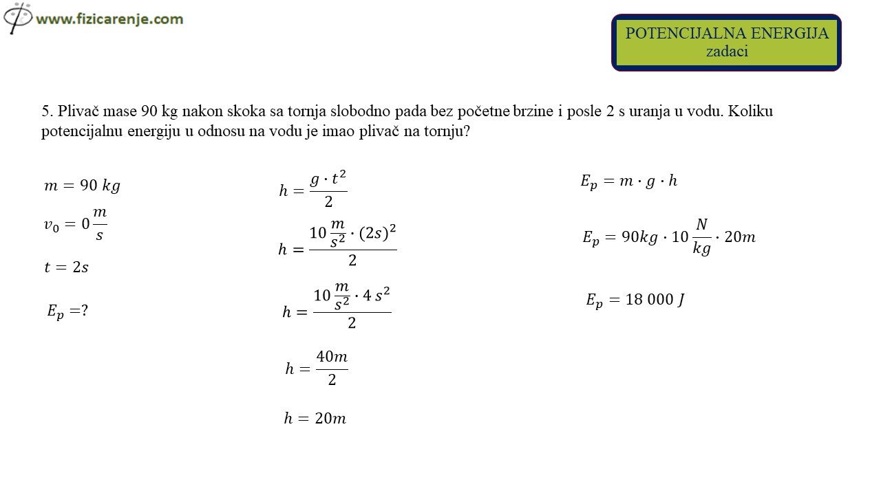 Potencijalna energija zadaci