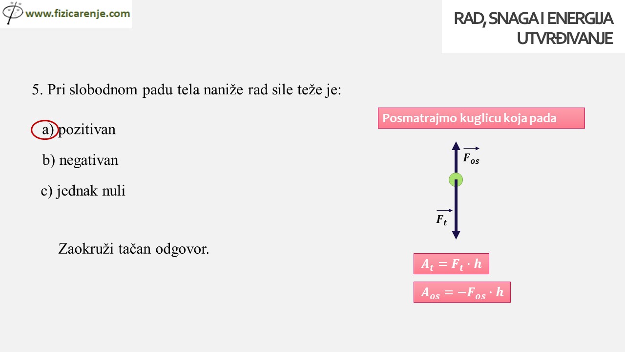 RAD SNAGA ENERGIJA utvrdjivanje