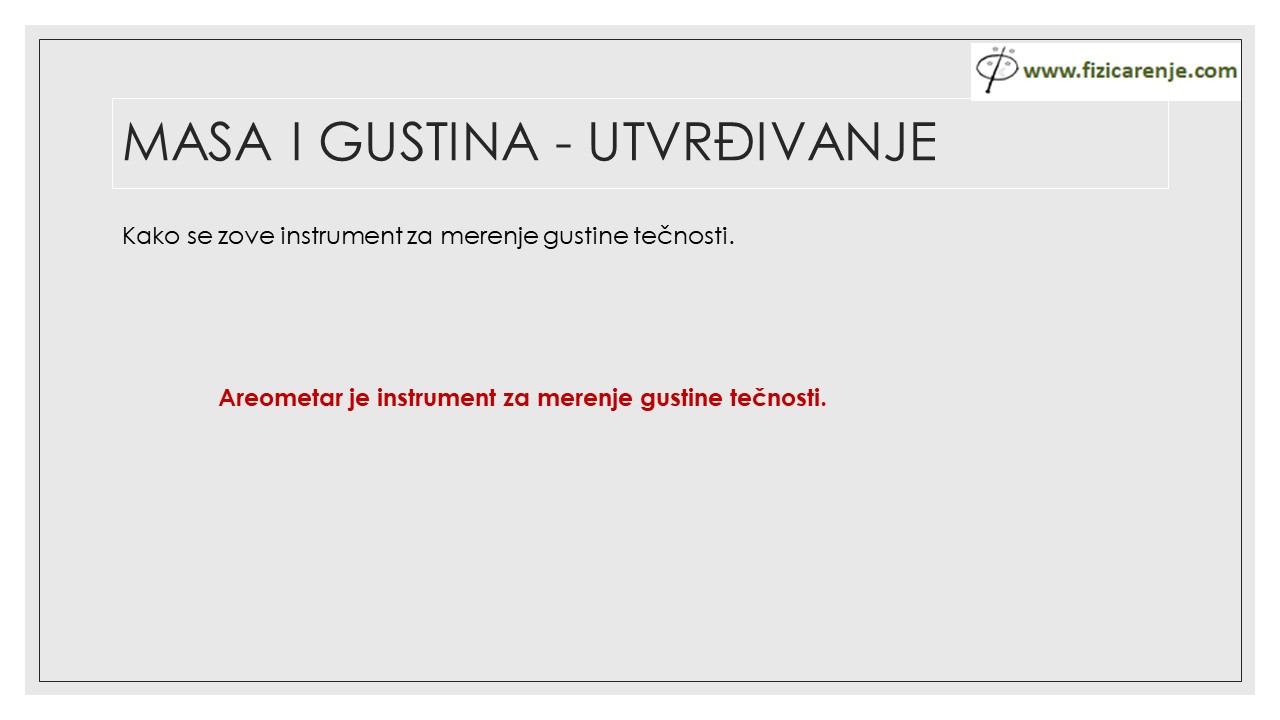 masa i gustina utvrđivanje fizika 6 razred