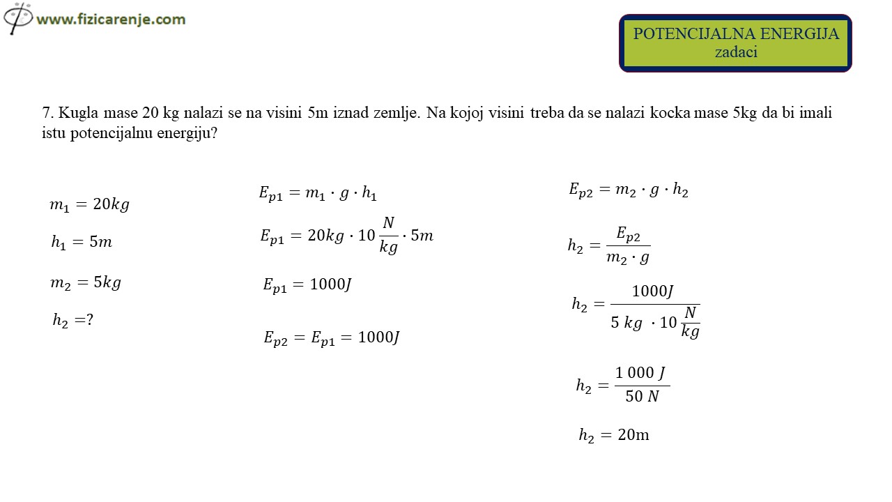 Potencijalna energija zadaci