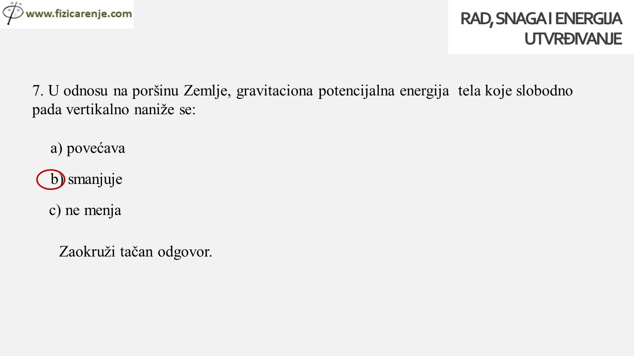 RAD SNAGA ENERGIJA utvrdjivanje