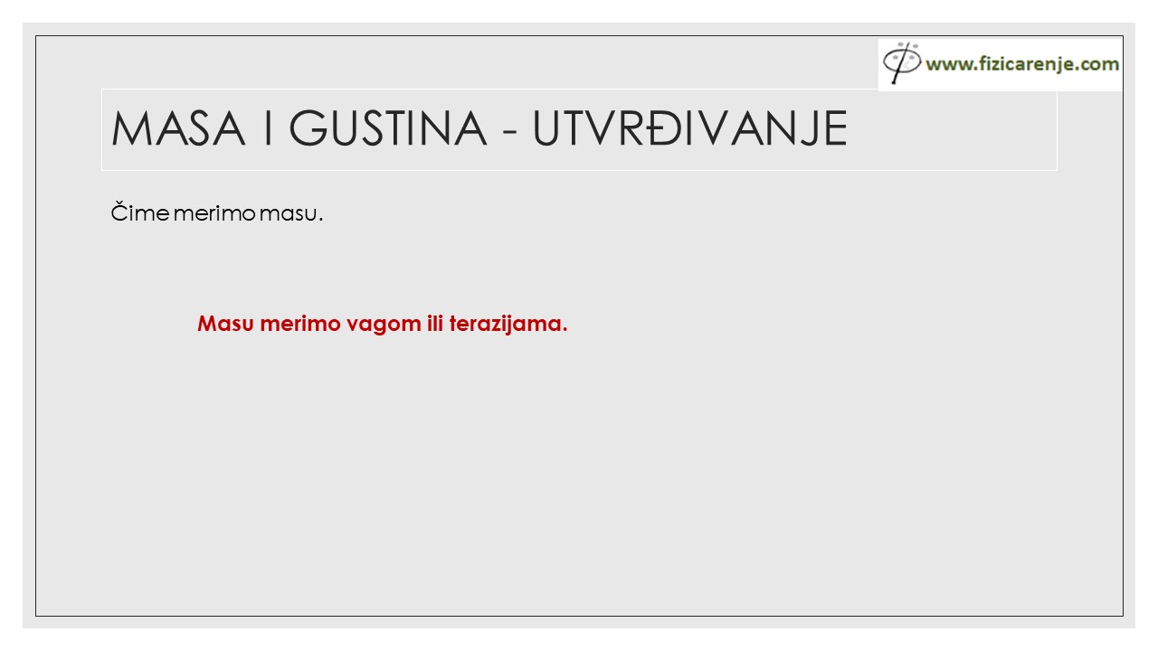 masa i gustina utvrđivanje fizika 6 razred