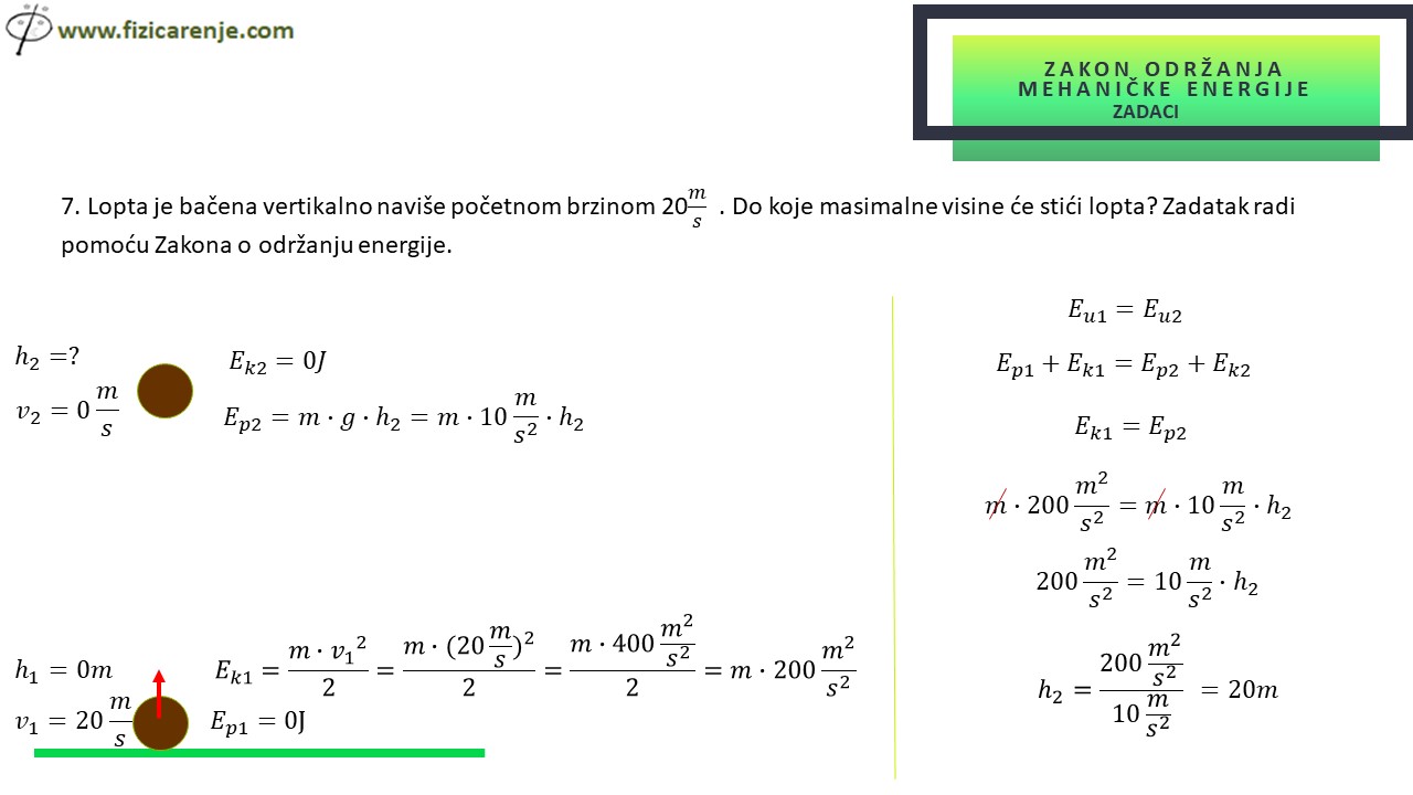 Slide9-7 Zakon održanja mehaničke energije zadaci drugi deo